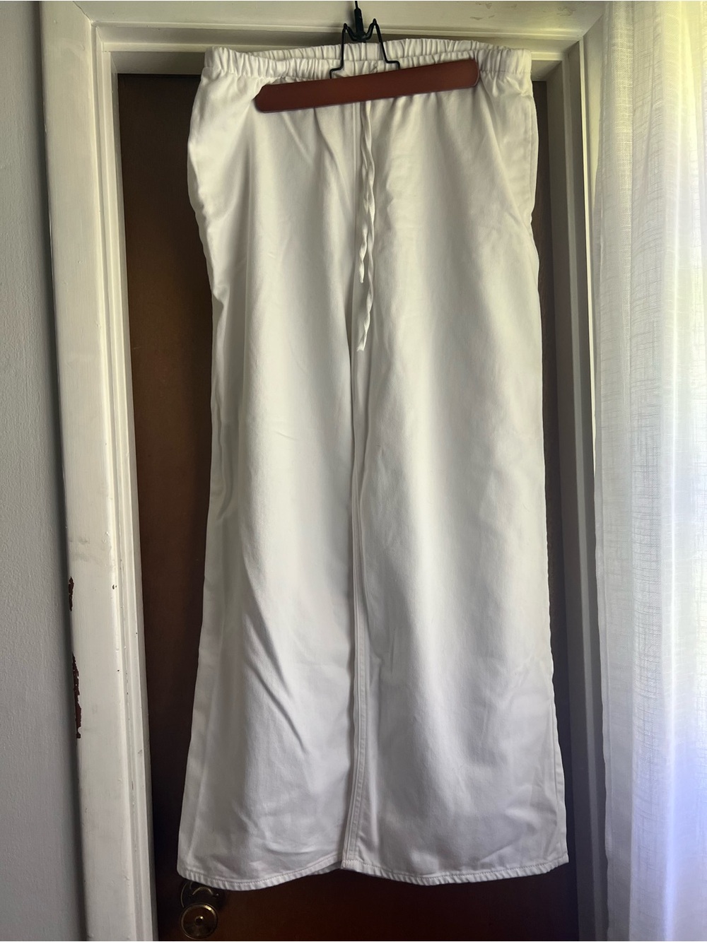 White Wide-Leg Drawstring Jeans - Women